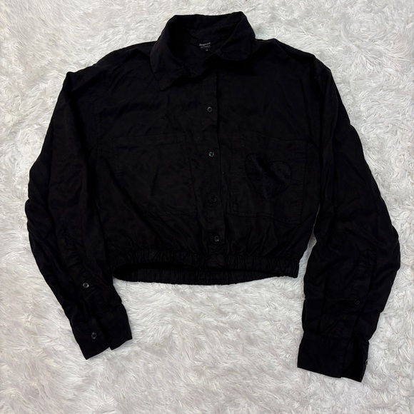 Desigual Cropped Heart Pocket Shirt Black - Picture 3 of 6